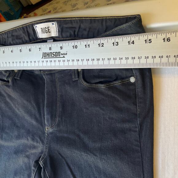 Paige Women Skyline Skinny Jeans size 28 Dark Blue Mid Rise Stretch Boot Cut - Picture 2 of 11